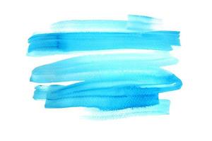 blå borsta stroke förbi vattenfärg hand målning och stänk abstrakt textur på vit papper bakgrund foto