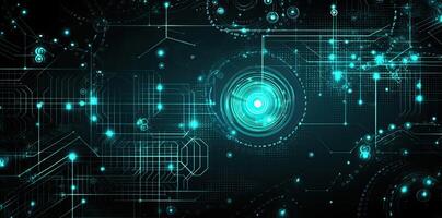 modern teknologi cirkel bakgrund eller abstrakt bild, i de stil av rtx på, plan, kretsar, lins blossa, ljus Marin och himmelsblå, illustration generativ ai foto