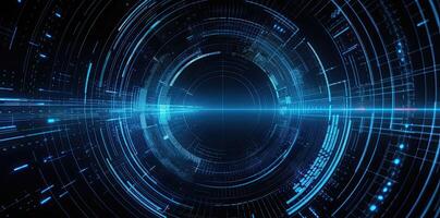 modern teknologi cirkel bakgrund eller abstrakt bild, plan, kretsar, ljus Marin och himmelsblå, illustration generativ ai foto