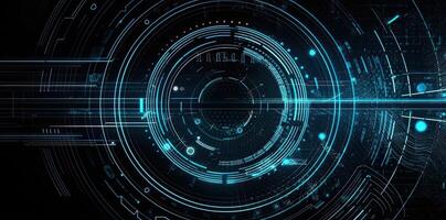 modern teknologi cirkel bakgrund eller abstrakt bild, plan, kretsar, ljus Marin och himmelsblå, illustration generativ ai foto
