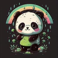 söt liten panda vektor illustration. söt stil design. förtjusande panda kinesisk Björn stående. chibi konst panda Björn. generativ ai foto