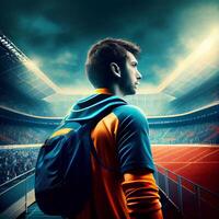 abstrakt sporter affisch fotboll fläkt - ai genererad bild foto