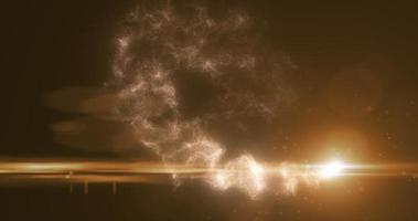 abstrakt gul lysande energi magi partikel komet flygande längs väg linje trogen hi-tech bakgrund foto