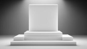 realistisk 3d vit tema podium för produkt visa. ai genererad foto