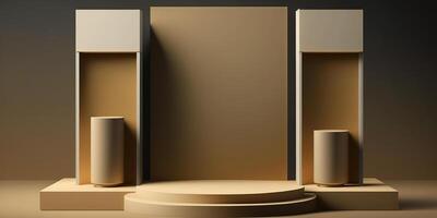 realistisk 3d beige tema podium för produkt visa. ai genererad foto