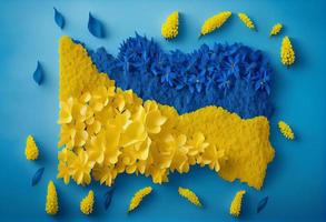 ukraina Karta tillverkad med blommor . generera ai foto