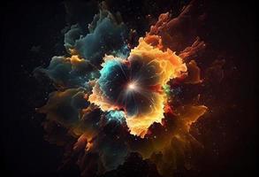 kreativ abstrakt partiklar bakgrund. Plats nebulosa Start brista. generera ai. foto