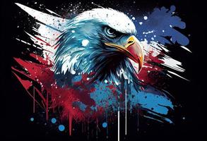 USA amerikan flagga kreativ patriotisk bakgrund med skallig Örn. generera ai. foto