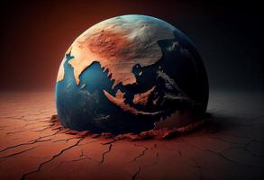 jord smältande förbi global uppvärmningen eller klimat förändra problem. generera ai. foto