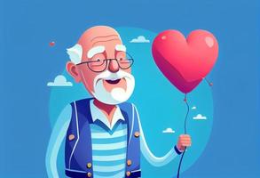 morförälder håll hjärta ballong med leende. generera ai. foto