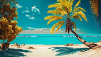 kokos handflatan träd på Fantastisk perfekt vit sandig strand i ö av maldiverna. . generera ai. foto