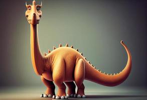 dinosaurier tecknad serie karaktär. brachiosaurus. generera ai. foto