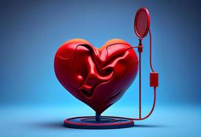 röd statoskop med röd hjärta för värld hälsa dag. generera ai. foto