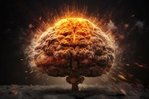 mänsklig hjärna explosion. generera ai foto