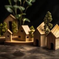en modell av mini hus ai generativ foto