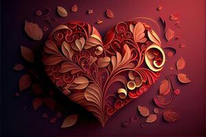 generativ ai illustration av hjärta med hjärtan, valentine bakgrund. kärlek och bröllop begrepp foto
