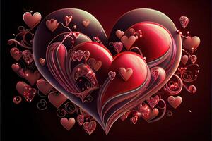 generativ ai illustration av hjärta med hjärtan, valentine bakgrund. kärlek och bröllop begrepp foto