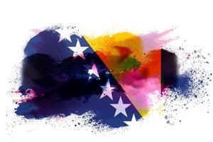 bosnien och herzegovina vattenfärg målad flagga foto