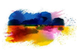 ukraina vattenfärg målad flagga foto
