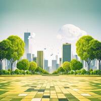 grön Plats. de modern stadsbild. ekologi och ekologisk balans begrepp. generativ ai foto