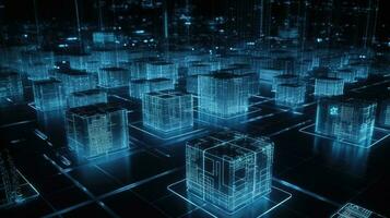 3d tolkning av abstrakt teknologi begrepp. digital data överföra och kommunikation foto