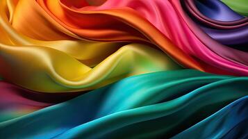 textur, bakgrund, mönster. de textur av färgrik silke tyg. skön smaragd- färgrik mjuk silke tyg. generativ ai foto