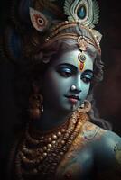 hindu Gud krishna skön grafisk bild generativ ai foto