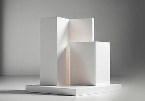 generativ ai illustration av tömma Plats podium visa för produkt attrapp naturlig bakgrund. digital konst foto
