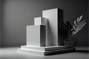 generativ ai illustration av tömma Plats podium visa för produkt attrapp naturlig bakgrund. digital konst foto