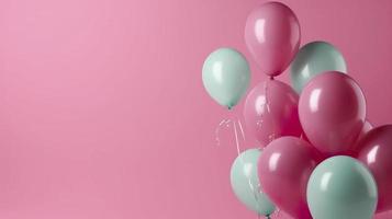 rosa ballonger med kopia Plats, generat ai foto