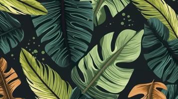 hand målad tropisk löv bakgrund, generat ai foto