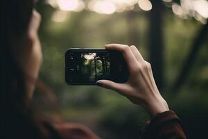 smartphone tar bilder. ai genererad foto