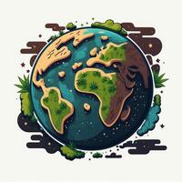 spara jorden, jord klot, planet, miljö dag grön jord ai generativ foto
