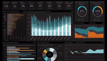 analytiker arbetssätt på företag analys instrumentbräda genererad ai foto