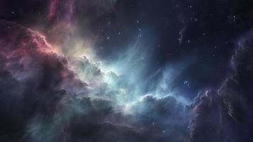 begrepp av nebulosa med galaxer i djup Plats kosmos upptäckt yttre Plats och stjärnor, generat ai foto