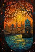 de torn bro London skön konst arbete generativ ai foto