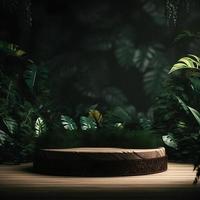 en fantastisk med djungeltema tömma Plats med natur bakgrund, perfekt för professionell produkt visa foto