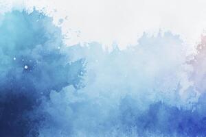 blå och vit vattenfärg bakgrund. ai genererad foto