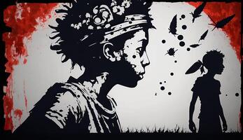 ai genererad. generativ ai. gata abstrakt graffiti konst mönster. psykologi nind drömma. inspirerad min banksy gata konst. grafisk konst illustration. foto