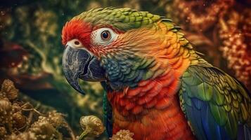 ai genererad. generativ ai. realistisk papegoja fågel. kan vara Begagnade för dekoration. grafisk konst illustration. foto