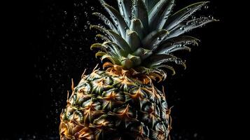 ai genererad. generativ ai. realistisk ananas uppsättning. kan vara Begagnade för avkok. svartvit illustration foto