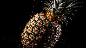 ai genererad. generativ ai. realistisk ananas uppsättning. kan vara Begagnade för avkok. svartvit illustration foto