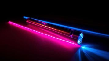 färgrik laser ljus glöd i de mörk rum. ai genererad. foto