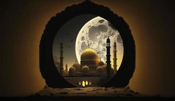 3d illustration av Fantastisk arkitektur design av muslim moské ramadan begrepp, illustration av Fantastisk arkitektur design av muslim moské ramadan begrepp, generera ai foto