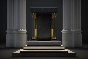 realistisk 3d lyx marmor podium för produkt visa foto
