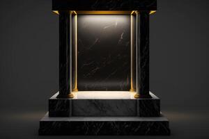 realistisk 3d lyx marmor podium för produkt visa. ai genererad foto