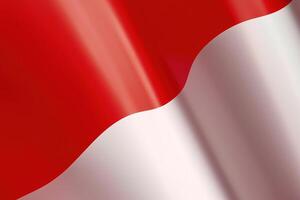 röd och vit bakgrund, vinka nationell flagga av Indonesien, vinkade i hög grad detaljerad närbild. ai genererad foto
