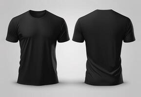 Foto realistisk manlig svart t-tröjor med kopia Plats, främre och tillbaka se. ai genererad
