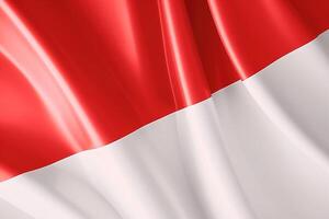 röd och vit bakgrund, vinka nationell flagga av Indonesien, vinkade i hög grad detaljerad närbild. ai genererad foto