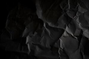 design Plats svart och mörk skrynkliga papper texturerad bakgrund. ai genererad foto